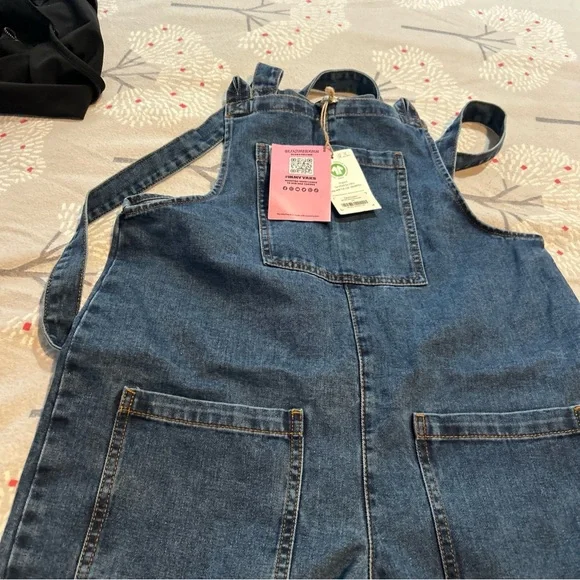Lucy & Yak Denim Dungarees Jumpsuit Sz 6 ORGANIC LOOSE FIT Y2k Overalls New - Picture 7 of 7